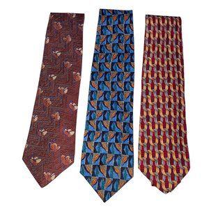 Ermenegildo ZEGNA Silk  Made In Italy Ties Lot of 3 Burgundy Blue Rust  58". 3.7